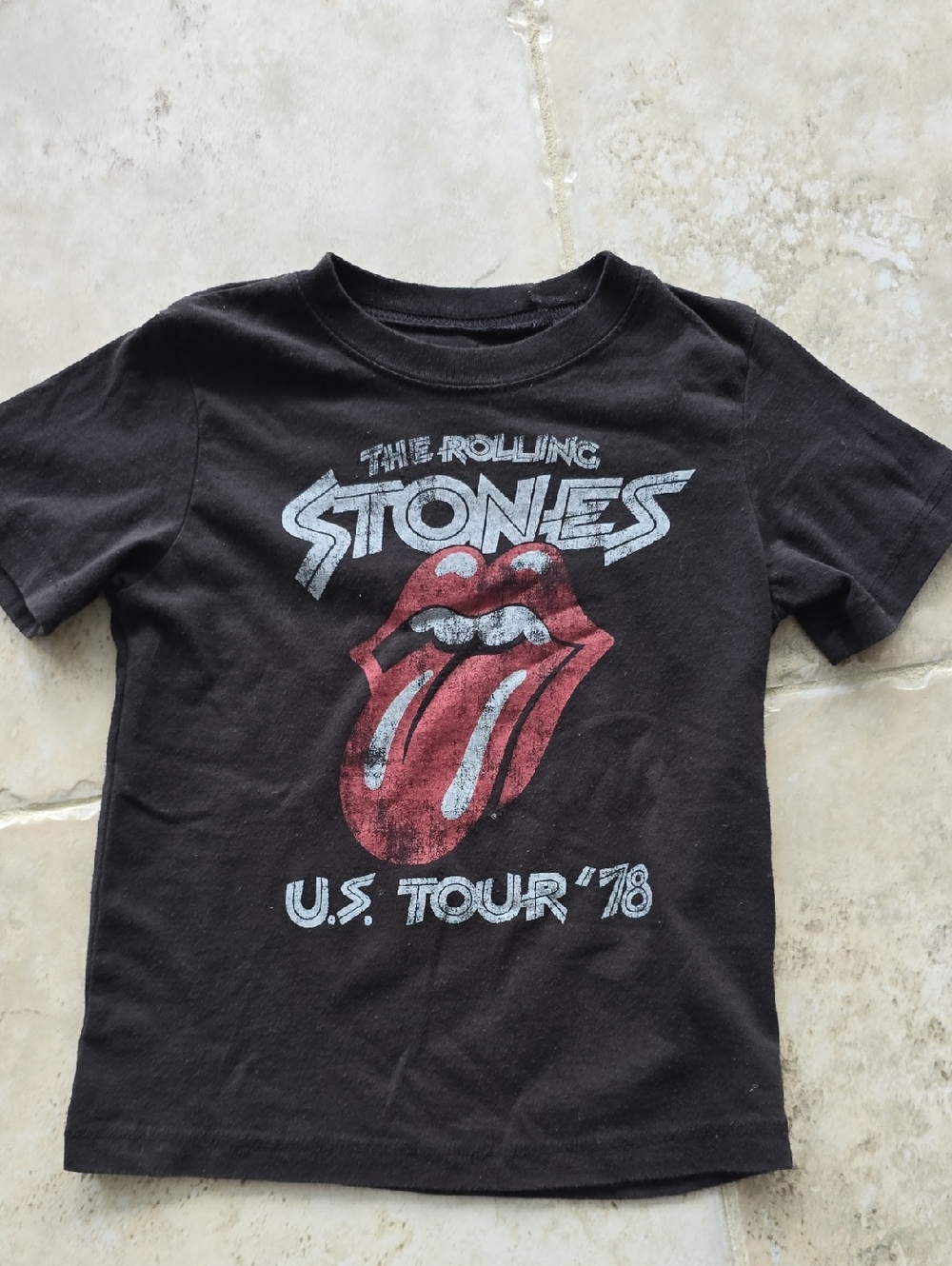 Rolling Stones Black Kids' Tee with Red Tongue Graphic | Size 4T